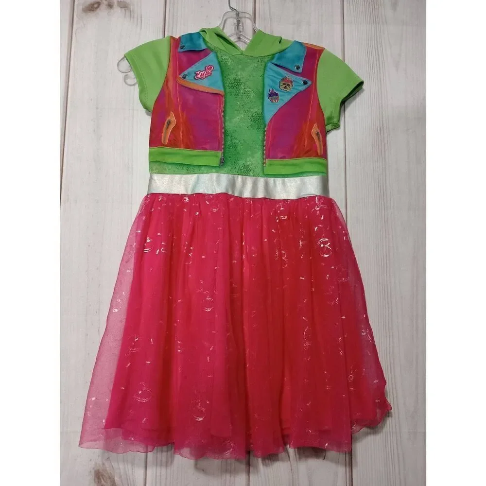 JoJo Dress Girls 7/8 Green Short Sleeve‎ Pink Tulle